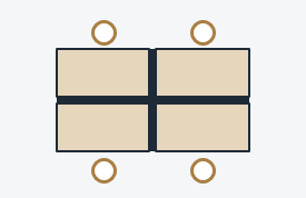 Cluster of four workstation layout